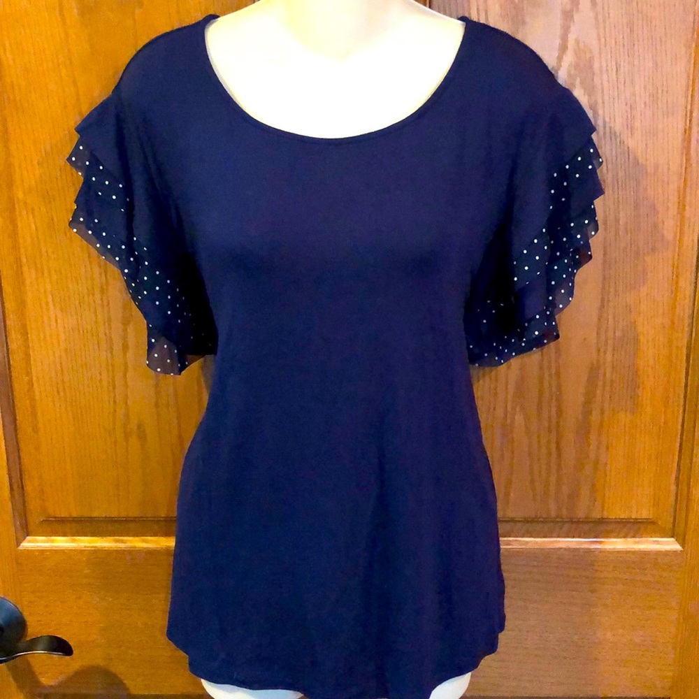 June & Delancey Navy Knit Top, Sz M, NWOT